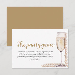 Gold Pearls and Prosecco Bridal Shower Panty Game  Enclosure Card