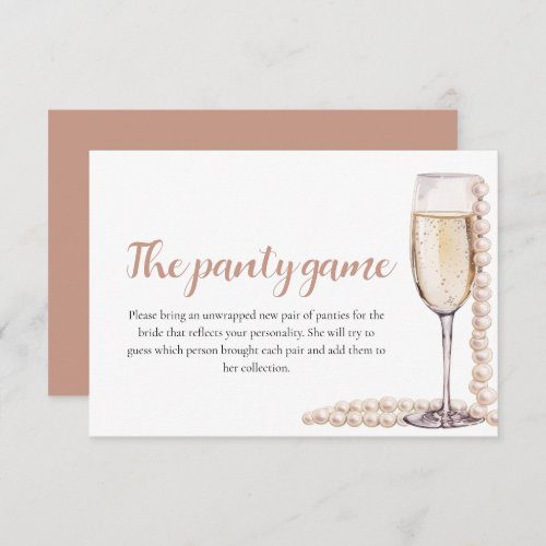 Gold Pearls and Prosecco Bridal Shower Panty Game  Enclosure Card