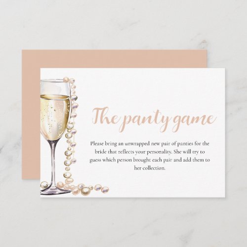Gold Pearls and Prosecco Bridal Shower Panty Game  Enclosure Card