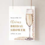 Gold Pearls And Prosecco Bridal Shower Poster at Zazzle