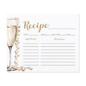 Gold Pearls and Prosecco Bridal Shower Recipe Card