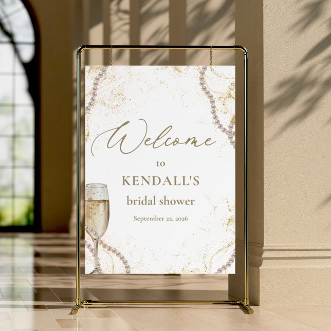 Gold Pearls and Prosecco Bridal Shower Welcome Foam Board (Creator Uploaded)