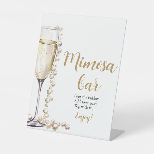 Gold Pearls and Prosecco Champagne Mimosa Bar Sign