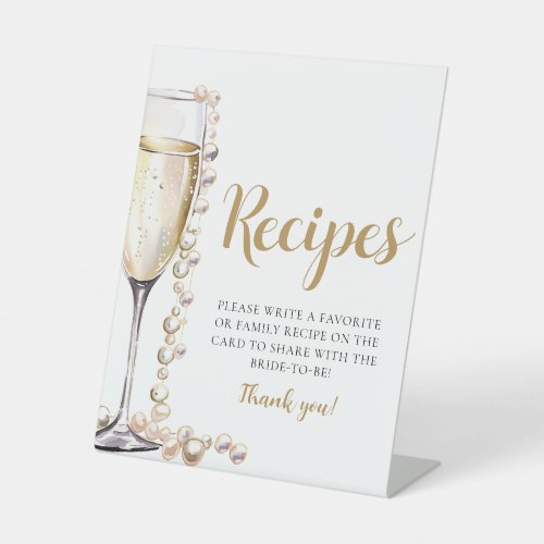 Gold Pearls and Prosecco Champagne Recipes Sign