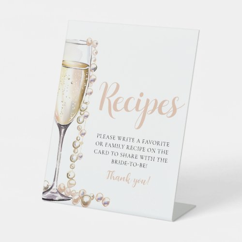 Gold Pearls and Prosecco Champagne Recipes Sign