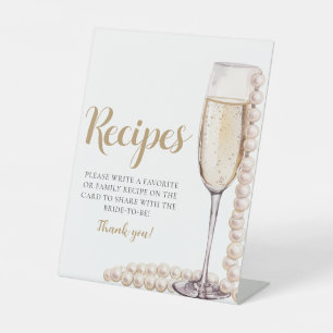 Gold Pearls and Prosecco Champagne Recipes Sign
