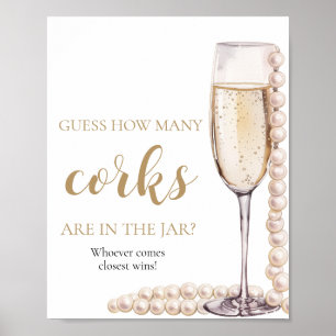 Gold Pearls and Prosecco Guess How Many Corks Game Poster