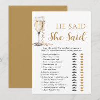 Gold Pearls and Prosecco He Said, She Said Game