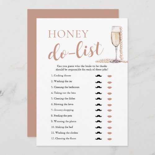 Gold Pearls and Prosecco Honey Do List Bridal Game Invitation