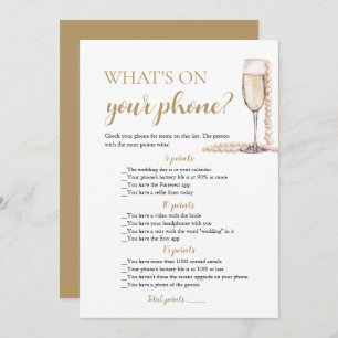 Gold Pearls and Prosecco What's On Your Phone Game Invitation