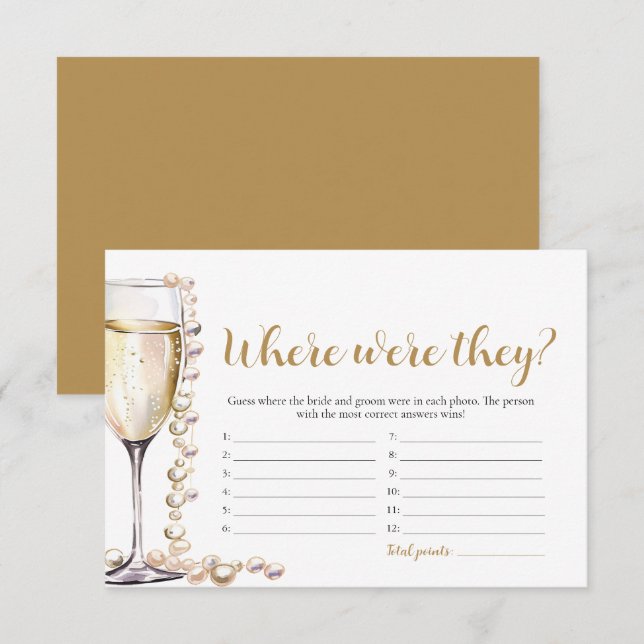 Gold Pearls and Prosecco Where Were They Game Enclosure Card (Front/Back)