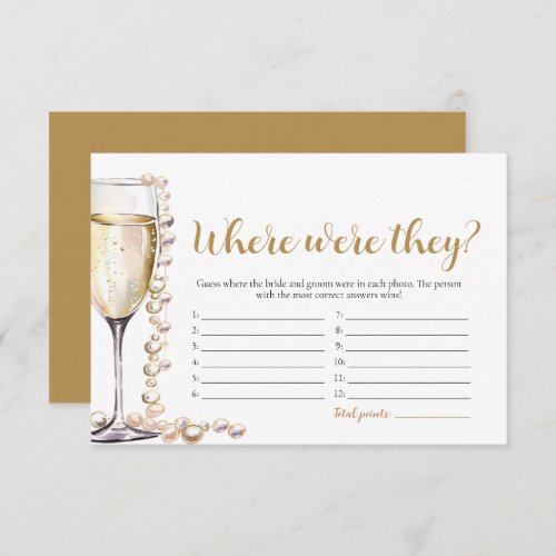 Gold Pearls and Prosecco Where Were They Game Enclosure Card
