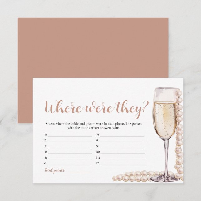 Gold Pearls and Prosecco Where Were They Game Enclosure Card (Front/Back)