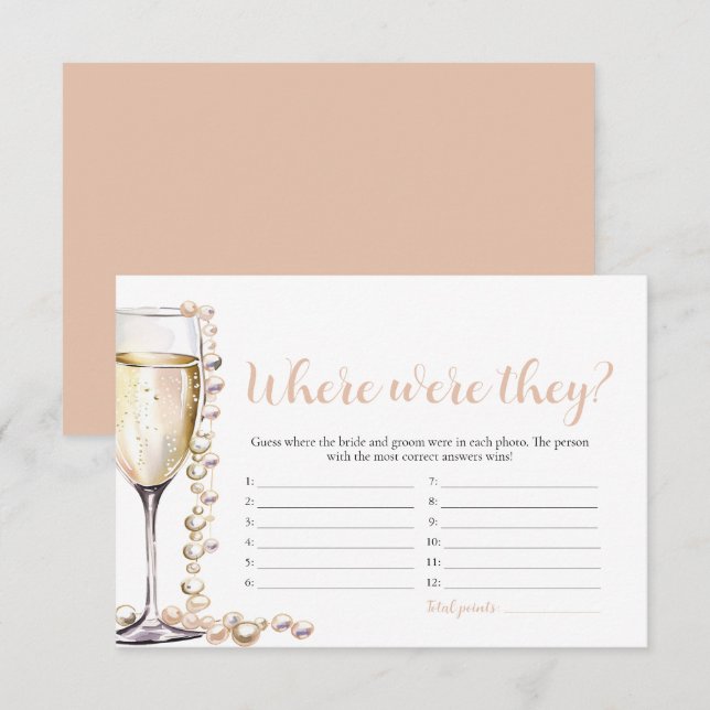 Gold Pearls and Prosecco Where Were They Game Invitation (Front/Back)