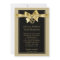 Gold Pearls and Ribbon on Black Wedding Invitation