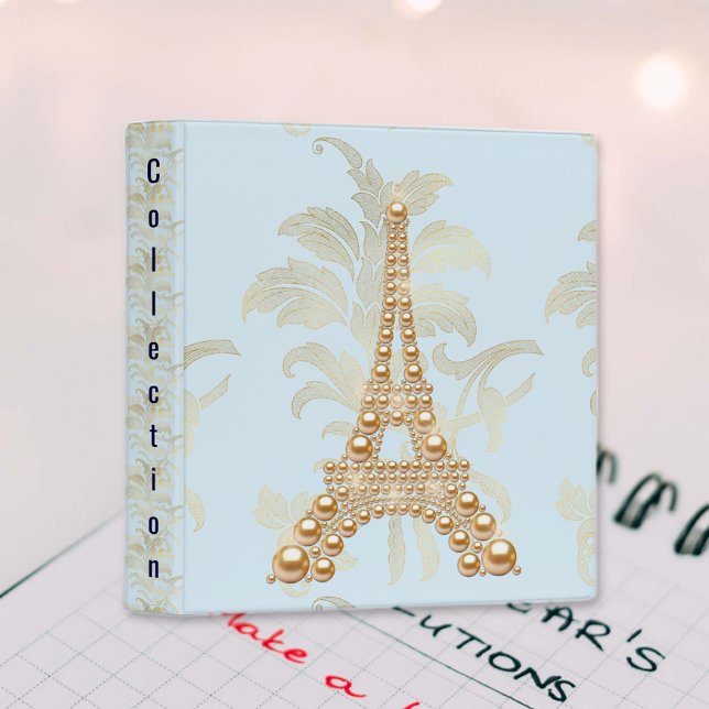 Gold Pearls Eiffel Tower 3 Ring Binder (Creator Uploaded)