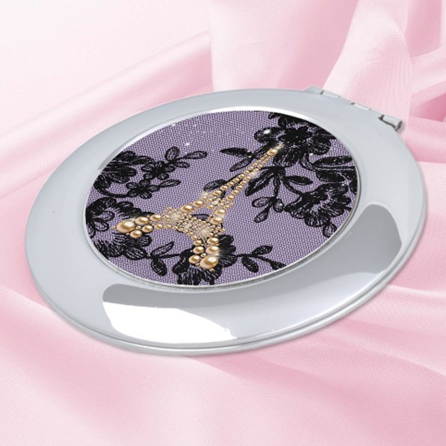 Gold Pearls Eiffel Tower Compact Mirror (Creator Uploaded)