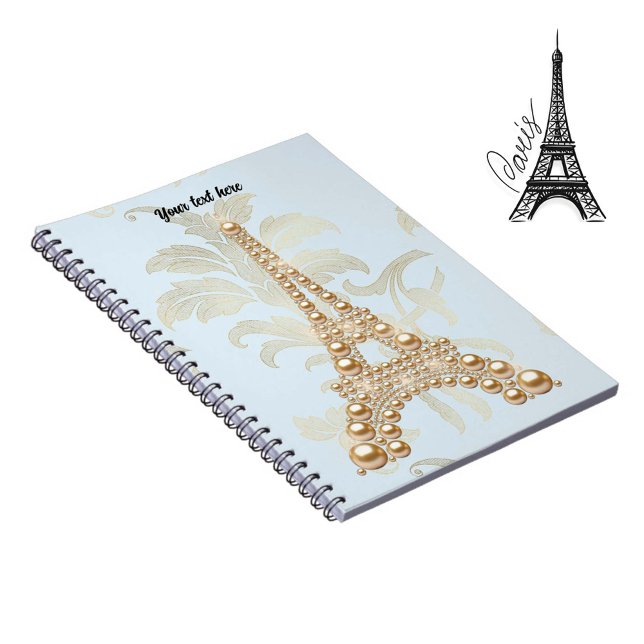 Gold Pearls Eiffel Tower Pocket Folder Notebook (Creator Uploaded)