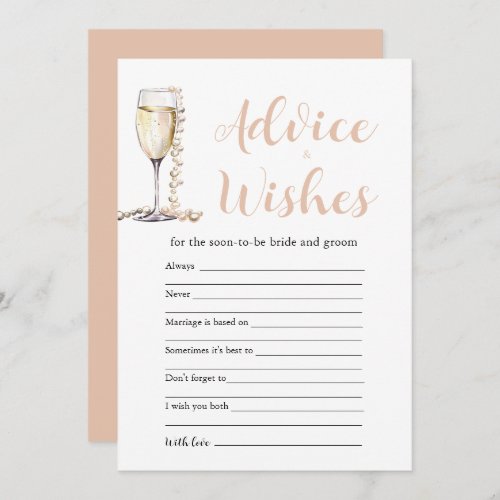 Gold Pearls  Prosecco Advice and Wishes Game Card