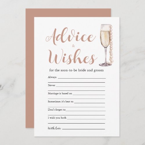 Gold Pearls  Prosecco Advice and Wishes Game Card