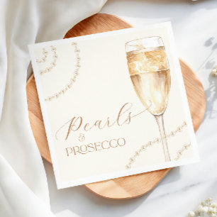 Gold Pearls & Prosecco Bridal Shower Napkins