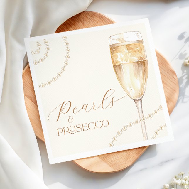 Gold Pearls & Prosecco Bridal Shower Napkins (Creator Uploaded)