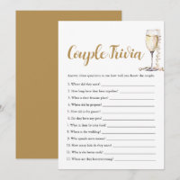 Gold Pearls & Prosecco Couple Trivia Bridal Game 