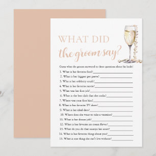Gold Pearls & Prosecco What Did The Groom Say Game Invitation