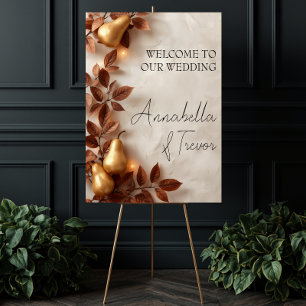 Gold Pears & Olive Leaves Autumn Welcome Sign