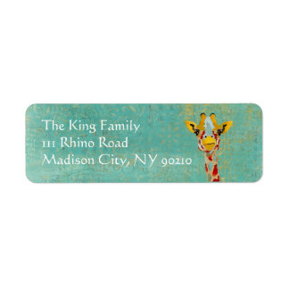 Gold Peeking Giraffe Address Label