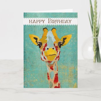 Gold Peeking Giraffe Birthday Card by NicoleKing at Zazzle