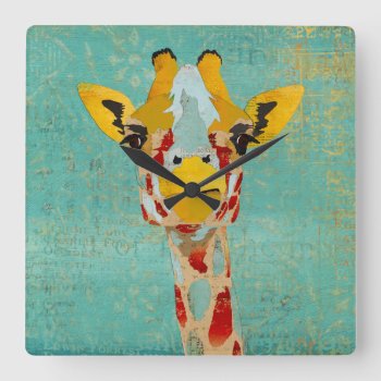 Gold Peeking Giraffe Clock by NicoleKing at Zazzle