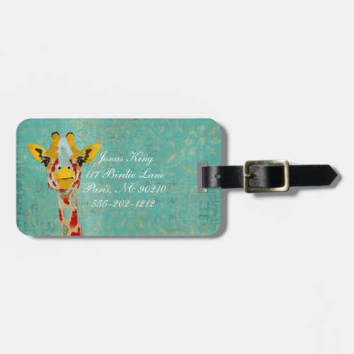 Gold Peeking Giraffe  Luggage Tag