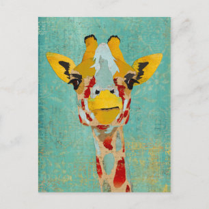 Gold Peeking Giraffe  Postcard