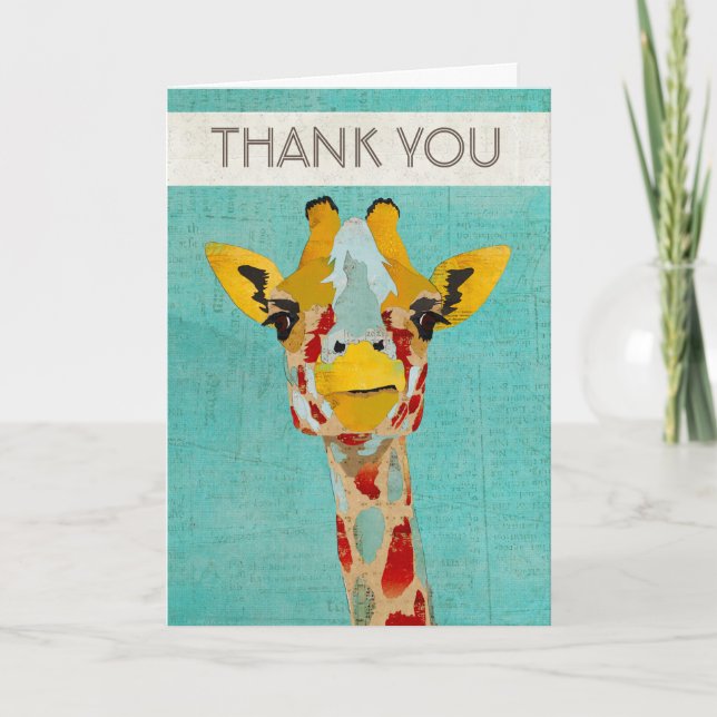Gold Peeking Giraffe  Thank You Card (Front)