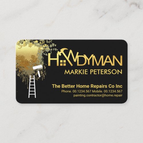 Gold Peeling Paint Splatter Handyman Business Card