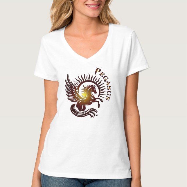 Gold Pegasus2 Women V-Shirt T-Shirt (Front)