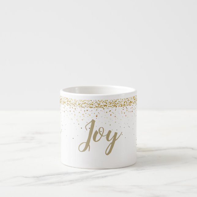 Gold Peitite Stars Joy Espresso Mug (Front)