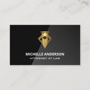 Gold Pen Justice Scales Legal Logo Business Card