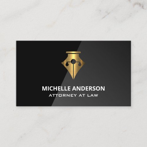Gold Pen Justice Scales  Legal Logo Business Card