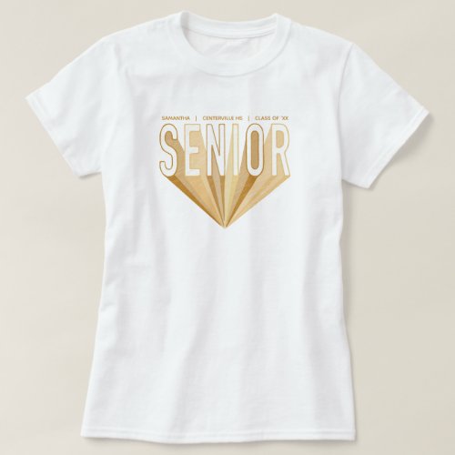 Gold Pencil Sketch Senior Radiating Letters T_Shirt