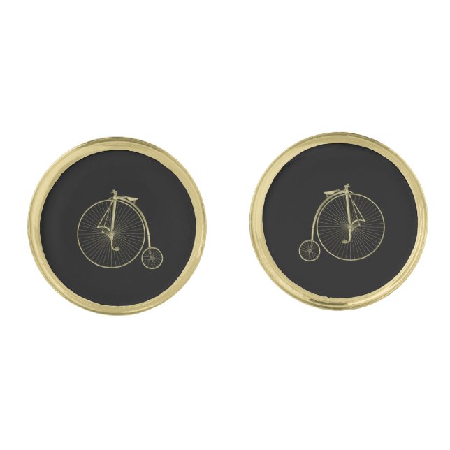 Gold Penny Farthing Cufflinks (Front)