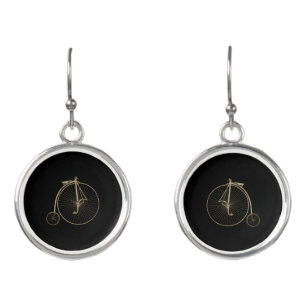 Gold Penny Farthing Earrings