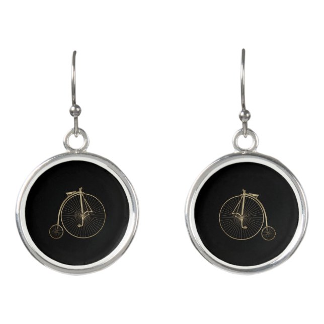 Gold Penny Farthing Earrings (Front)