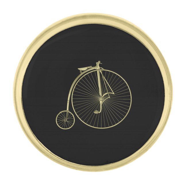Gold Penny Farthing Gold Finish Lapel Pin (Front)