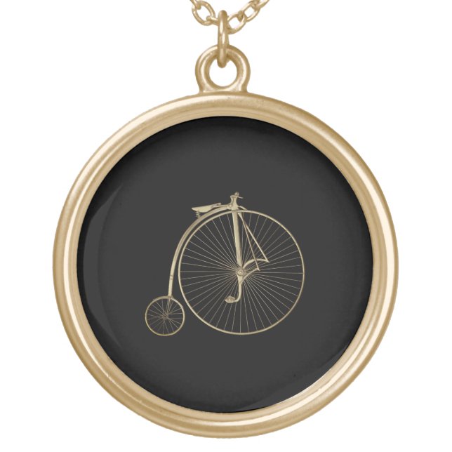 Gold Penny Farthing Plated Necklace (Front)