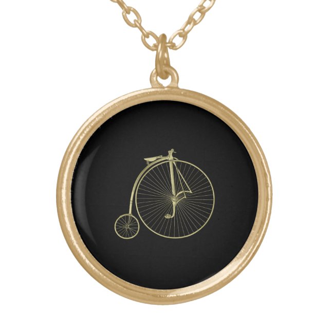 Gold Penny Farthing Watch Gold Plated Necklace (Front)