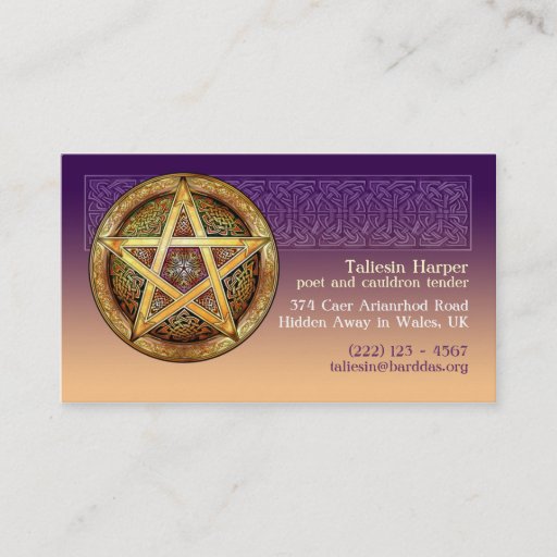Customizable Gold Pentacle Business Cards