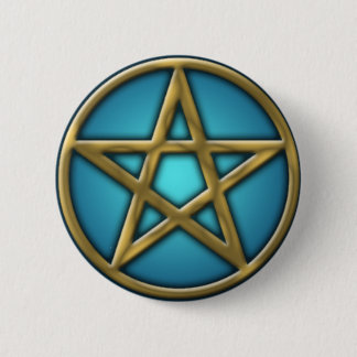 Gold Pentacle on Water Pinback Button