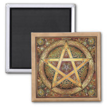 Gold Pentacle Square Magnet
